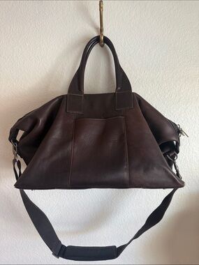 Men's Dark Brown Leather Weekender Bag- Kenneth Cole